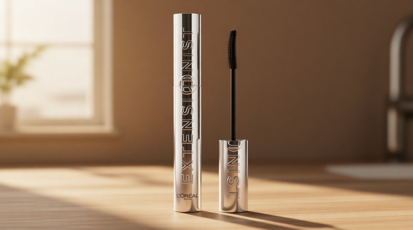 L'Oreal Paris Extensionist Mascara, Lengthening, Volumizing, and Curling Formula For a Lash Extension Eye Makeup Look, Washable Blackest Black
