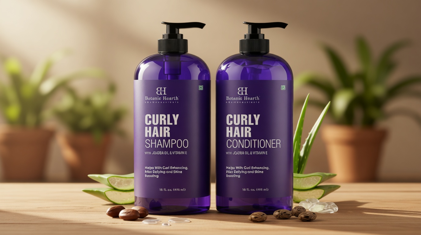 Botanic Hearth Curly Hair Shampoo And Conditioner Set For Curly Hair | Detangle, Define & Enhance Curls | With Jojoba Oil & Vitamin E | Sulphate Free | 16 Fl Oz X 2
