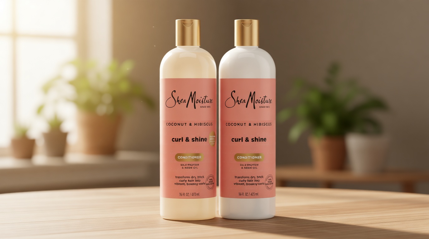 SheaMoisture Coconut & Hibiscus Curl & Shine Shampoo & Conditioner for Bouncy Curls, Frizz Control, 16 Oz Ea