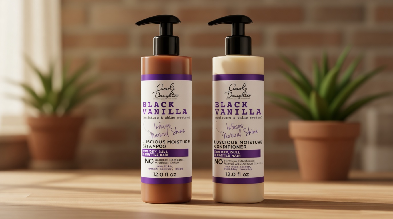Carol's Daughter Black Vanilla Sulfate Free Shampoo and Conditioner Set for Curly, Wavy or Natural Hair, Moisturizing Hair Care for Dry, Damaged Split Ends, 1 Kit