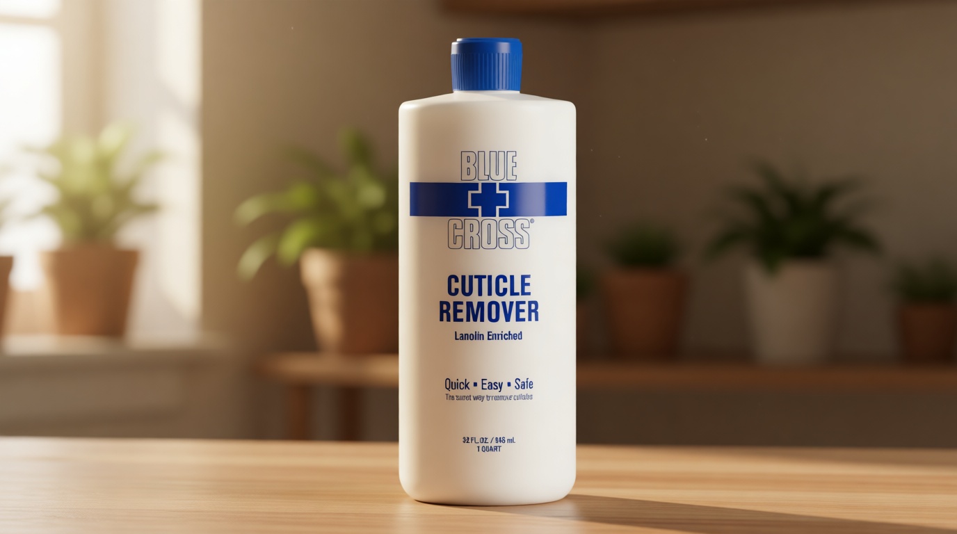 Cuticle Remover & Softener Liquid for Nails – Blue Cross Professional Nail Care with Lanolin, Hydrating Treatment for Dry Cuticles & Hangnails, Made in USA, 32oz