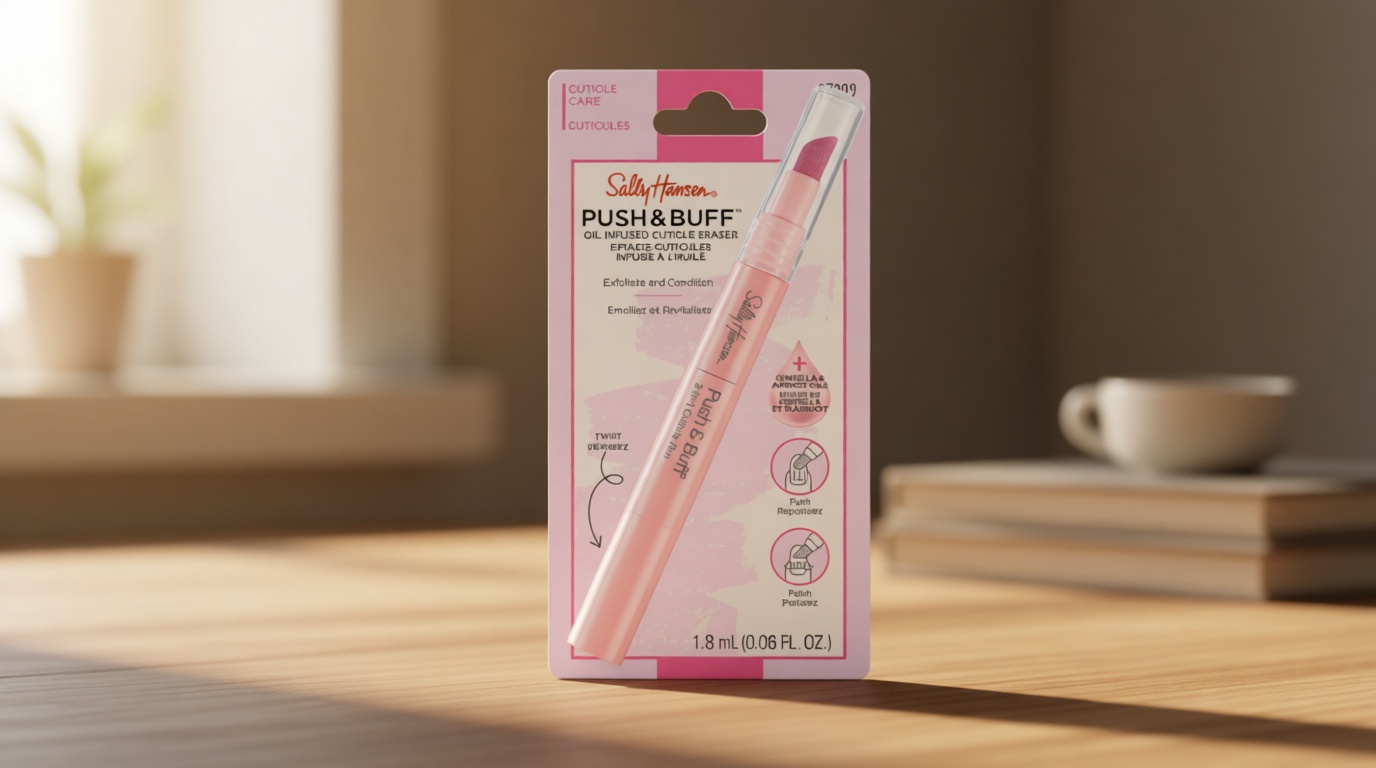 Sally Hansen Push & Buff 2-in-1 Cuticle Care Treatment Pen | Exfoliates, Polishes and Smooths Cuticles | Textured Tip for Instant Results | Easy, Mess-Free Nail Care on the Go