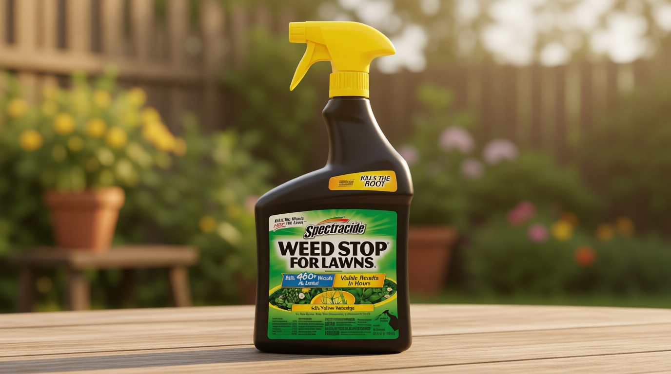 Spectracide Weed Stop For Lawns, 32 fl Oz, Kills All Types of Listed Broadleaf Weeds Including Dandelion, Chickweed, Clover and Yellow Nutsedge