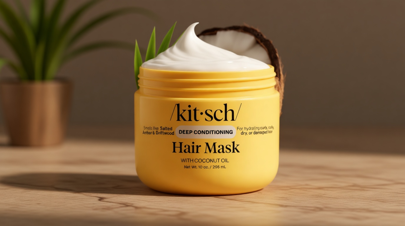 Kitsch Moisturizing Hair Mask for Damaged Hair – Coconut Oil Deep Conditioner for Women – Curly Hair Products Friendly – Frizz-Reducing Hair Care Treatment for Curly, Coily & All Hair Types – 10 oz