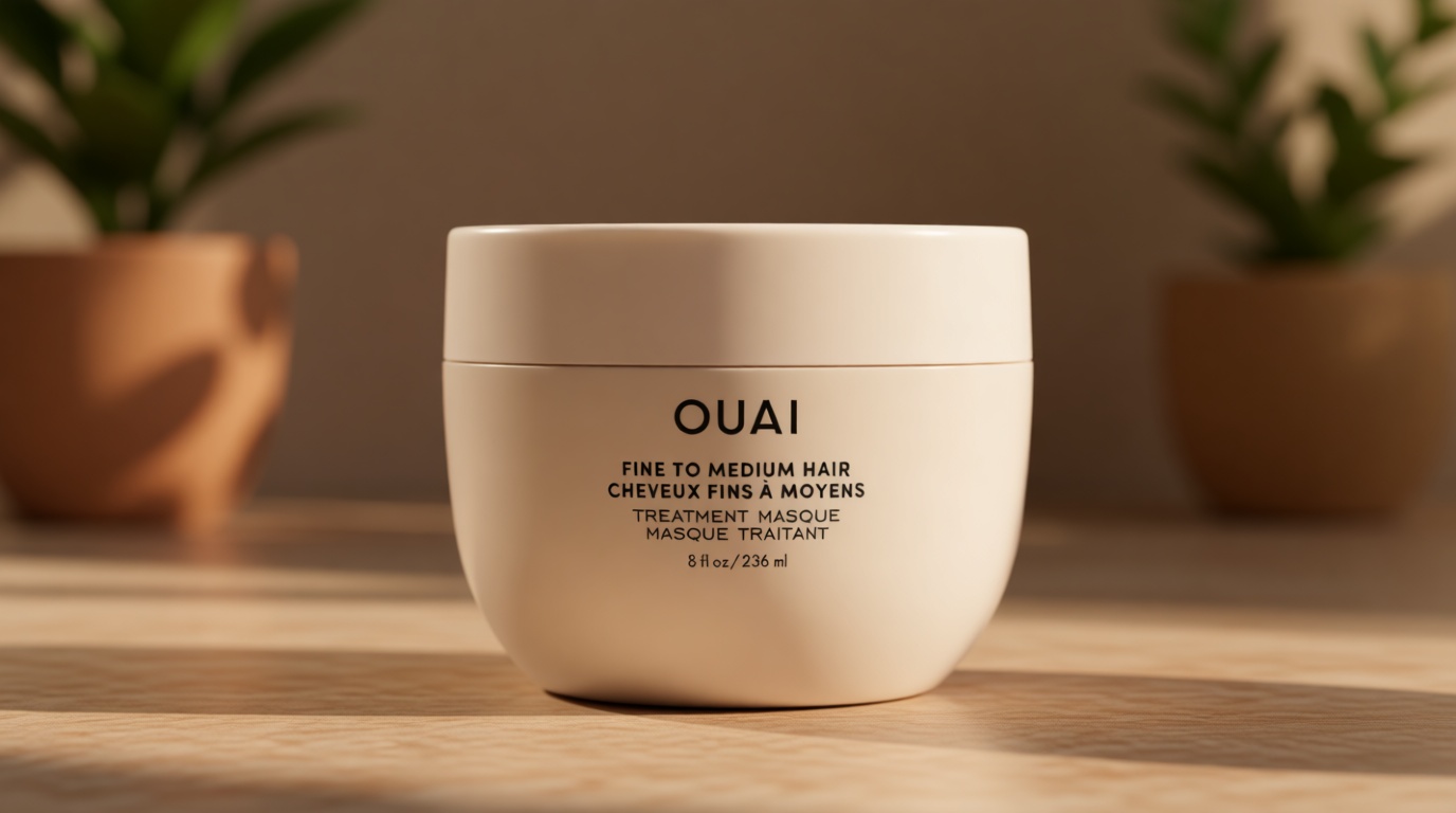 OUAI Fine to Medium Hair Treatment Mask - Lightweight Deep Conditioning Hair Mask with Shea Butter, Keratin & Panthenol - Helps Hydrate, Fight Frizz, Strengthen & Repair Damage (3.4 oz)
