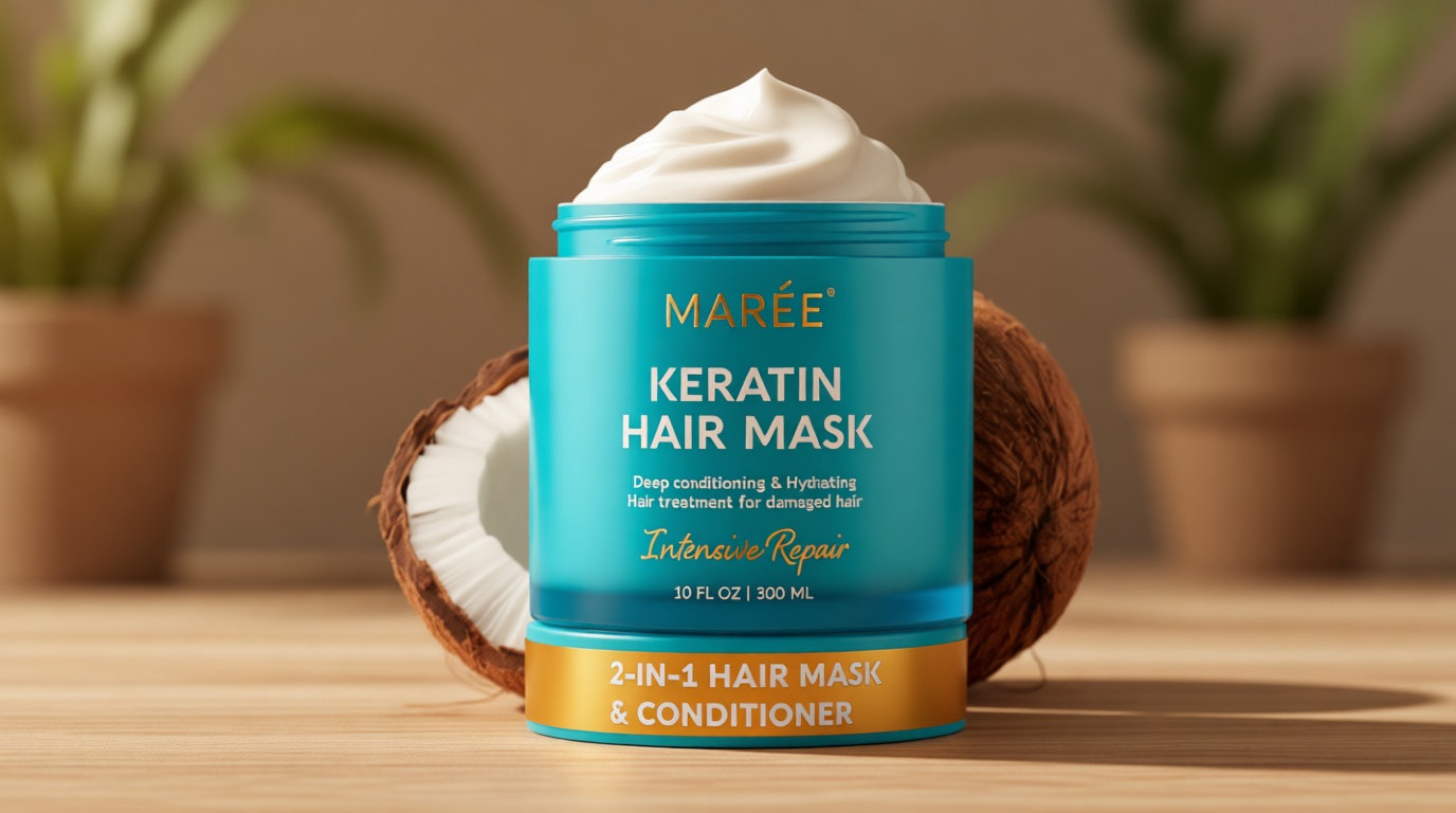 MAREE Deep Conditioning Hair Mask for Damaged Hair Treatment – Keratin Hair Care for Hydrating Growth Repair Moisturizing – Dry Curly Color Refreshing – Tratamiento Mascarilla Para el Cabello Seco
