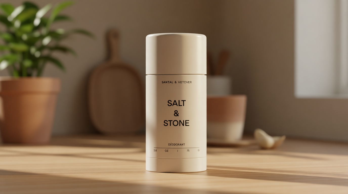 Salt & Stone Aluminum Free Deodorant | Extra Strength 48 Hour Protection for Women & Men | Made with Seaweed Extracts, Niacinamide & Prebiotics | Santal & Vetiver