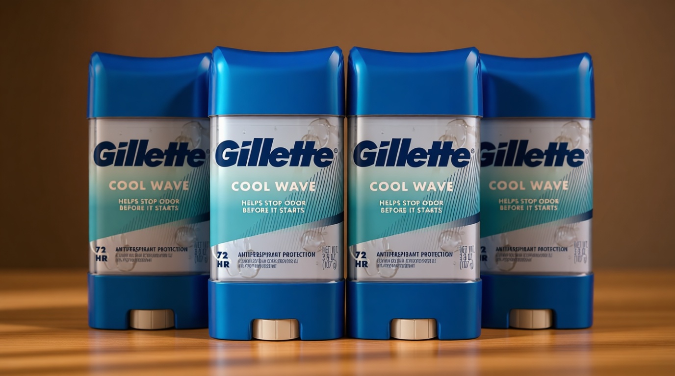 Gillette Antiperspirant and Deodorant for Men, 72hr Clinical Strength Sweat & Odor Protection, Long Lasting Freshness, Anti-White Mark Technology, Clear Gel, Cool Wave Scent, 3.8 oz (Pack of 4)