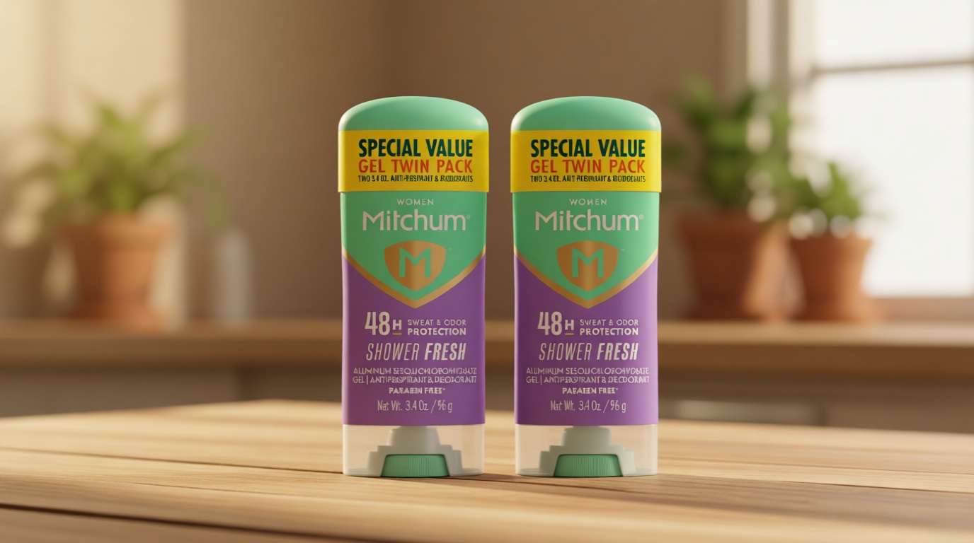 Mitchum Women’s Antiperspirant Deodorant Gel Stick, Shower Fresh Scent, 48HR Sweat & Odor Protection, Triple Odor Defense, Alcohol-Free, 3.4 oz (Pack of 2)