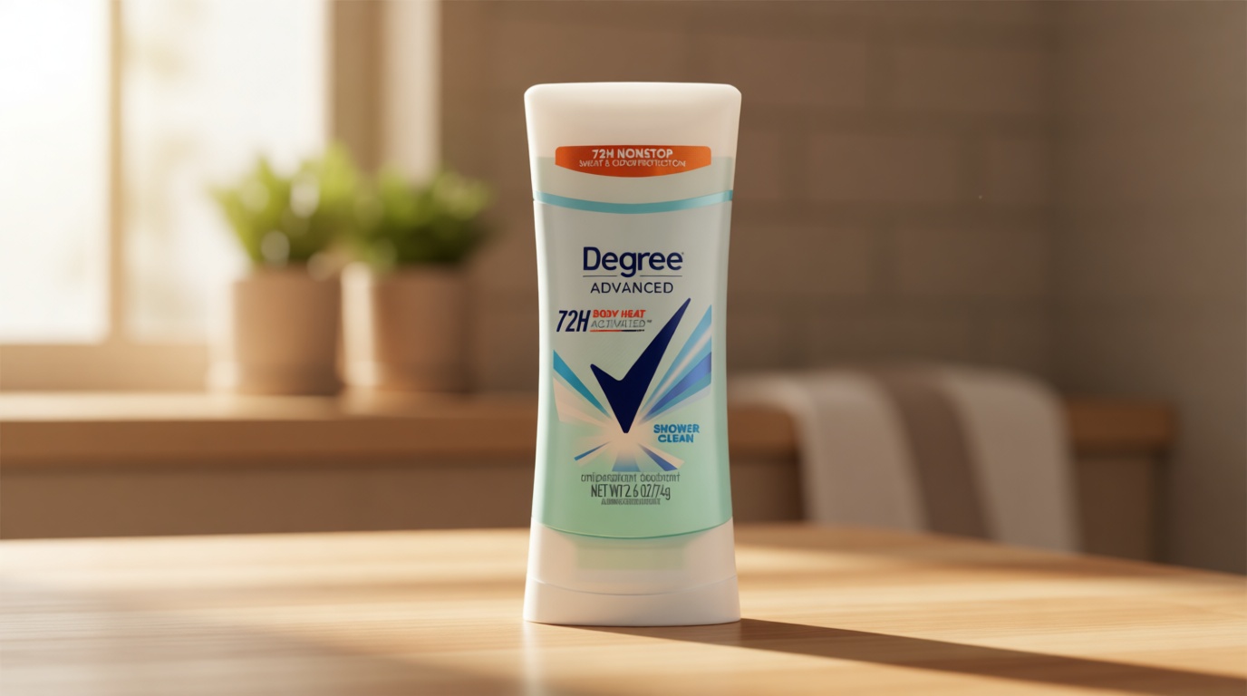 Degree Advanced Protection Antiperspirant Deodorant Shower Clean for 72-Hour Sweat & Odor Control for Women, with Body Heat Activated Technology, 2.6 oz