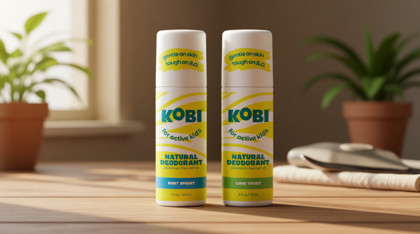 Kobi Deodorant for Active Kids, Teens, Boys, Girls - Natural, Aluminum-Free, Sport Strength - Fresh Variety 2-Pack
