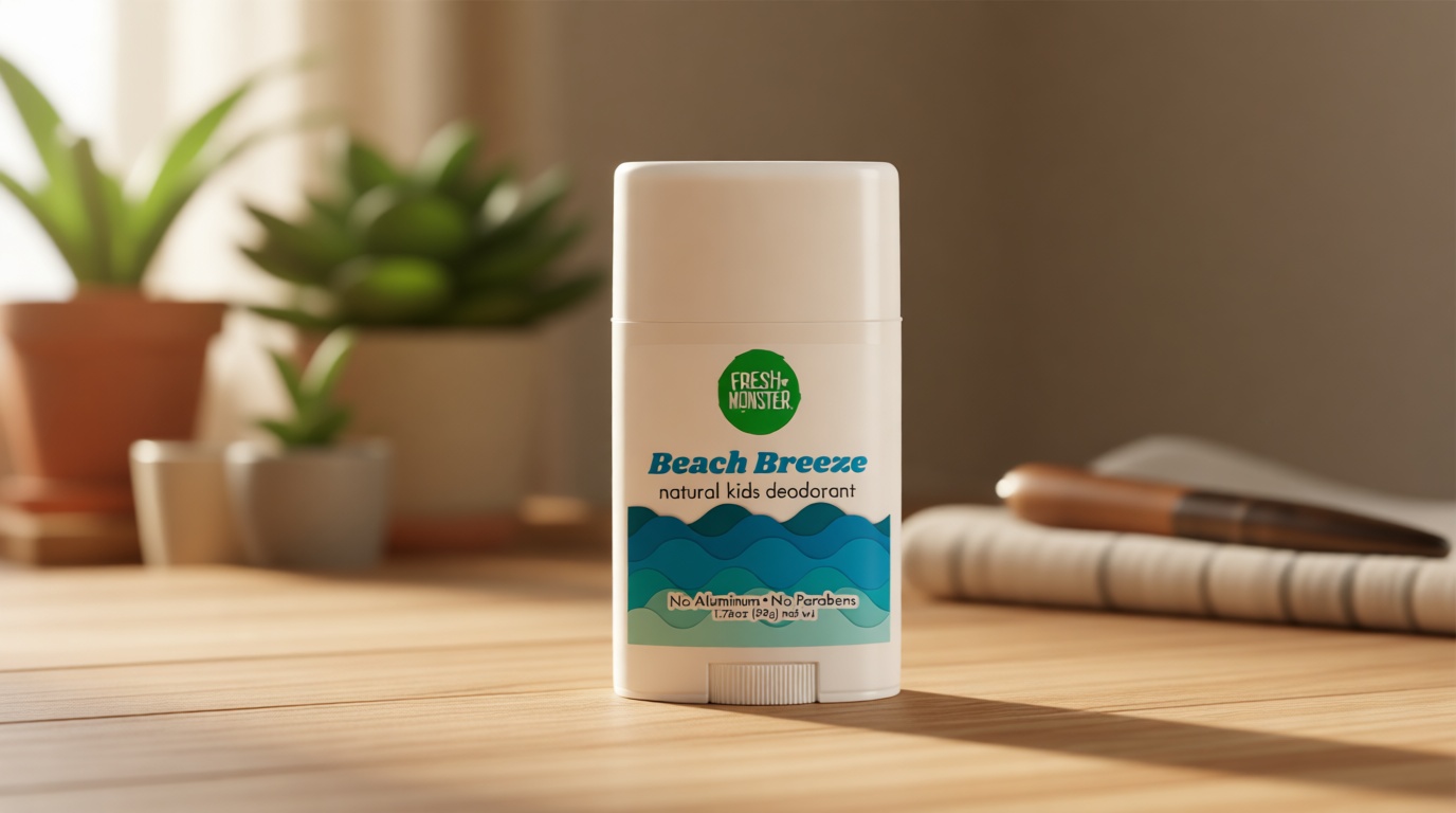Fresh Monster Natural Deodorant for Kids and Teens I Aluminum-Free, Paraben-Free and Hypoallergenic I Dermatologist Tested I 24-Hour Protection I Beach Breeze Scent I 1.76 oz I 1 Count