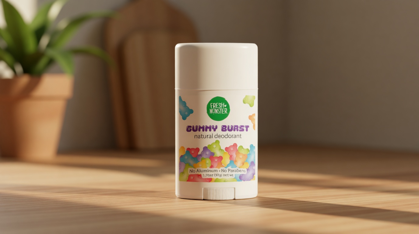 Fresh Monster Natural Deodorant for Kids & Teens I Mom's Choice Gold Award Winner | Aluminum-Free, Paraben-Free, Hypoallergenic I 24-Hour Protection I Beach Gummy Burst Scent I 1.76 oz