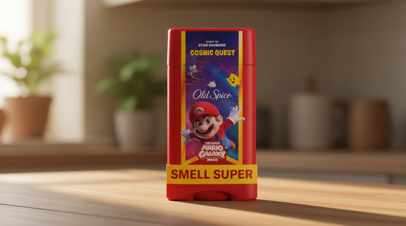 Old Spice Aluminum Free Deodorant for Men, Old Spice x The Super Mario Galaxy Movie, 24/7 Lasting Freshness, Lasting Odor Protection, Smell Super with Cosmic Quest, Star Showers Scent, 3.0 oz