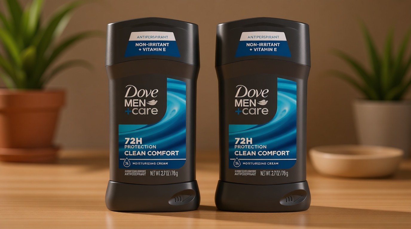 DOVE MEN + CARE Antiperspirant Deodorant Stick Clean Comfort Twin Pack 72-Hour Sweat & Odor Protection Antiperspirant for Men With 1/4 Moisturizing Cream 2.7 oz