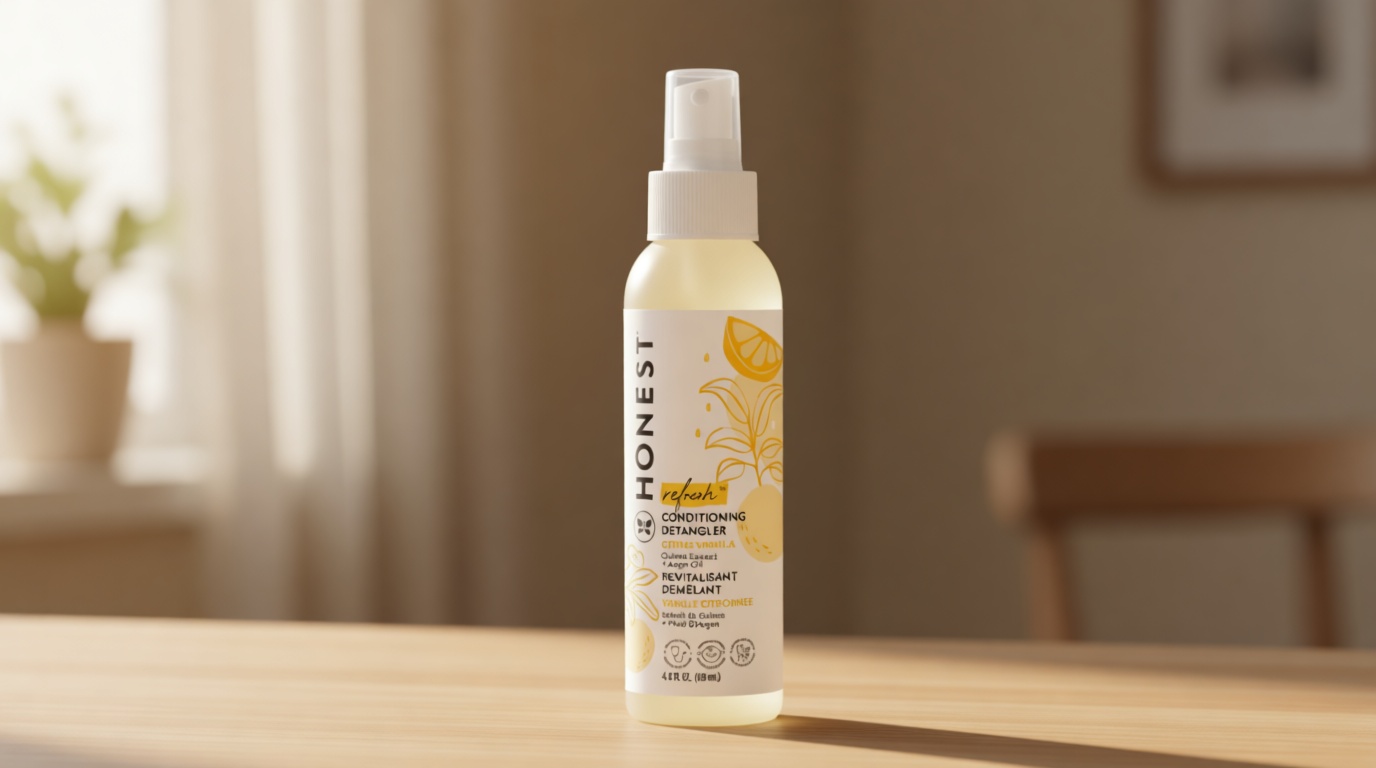 The Honest Company Conditioning Hair Detangler, Tear-Free, Hypoallergenic, Leave-In Conditioner and Fortifying Spray, Citrus Vanilla Refresh, 4 fl oz