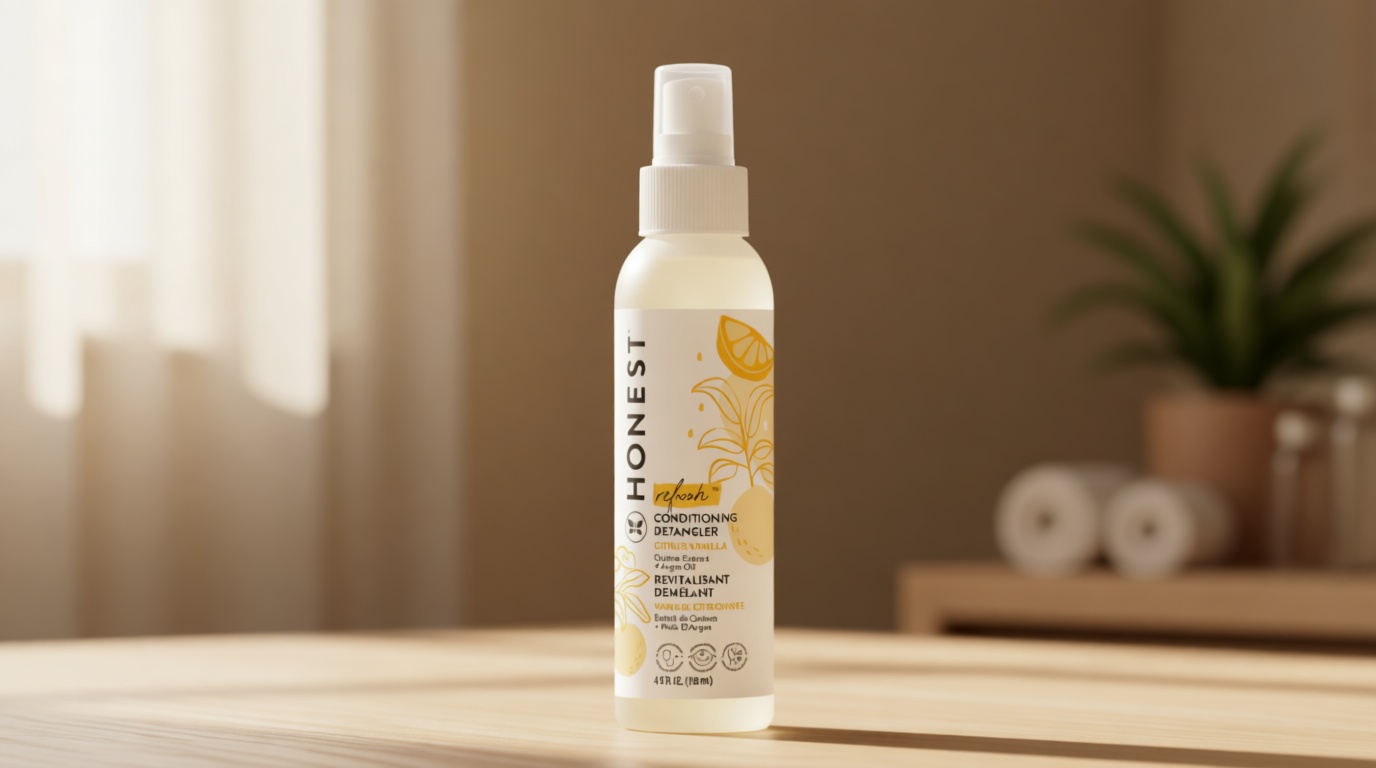The Honest Company Conditioning Hair Detangler, Tear-Free, Hypoallergenic, Leave-In Conditioner and Fortifying Spray, Citrus Vanilla Refresh, 4 fl oz
