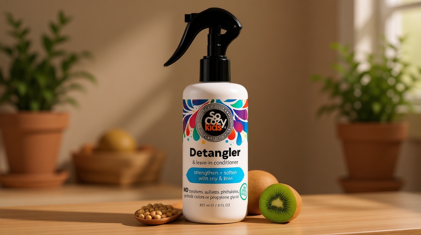 SoCozy Detangler Leave-In Conditioner Spray For Kids Hair, Fruity-Tutti, 8 Fl Oz (Pack of 1)