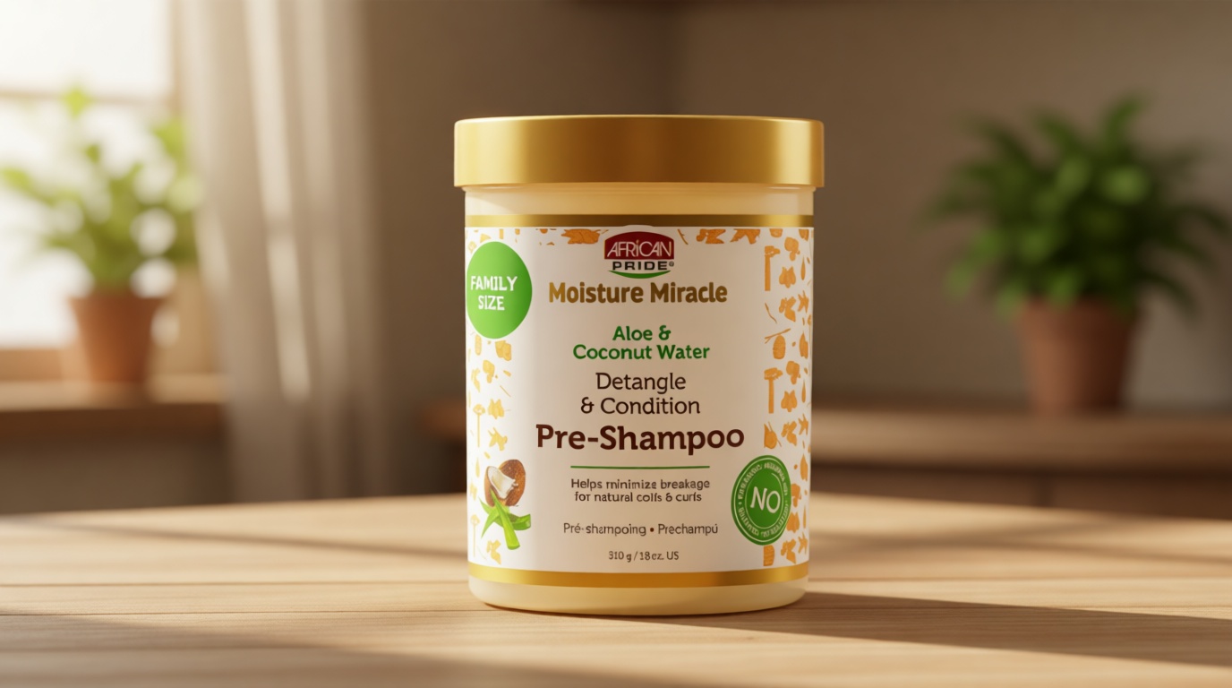 African Pride Moisture Miracle Pre-Shampoo Hair Detangler with Aloe & Coconut Water | Minimizes Breakage, Hydrates & Strengthens | Pre-Poo Treatment for Natural Coils & Curls | 18 oz.
