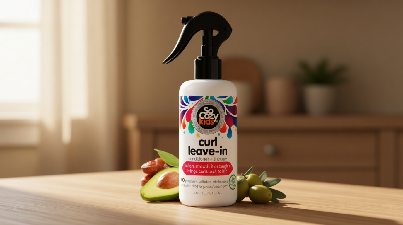 So Cozy Leave In Conditioner Spray (8 Fl Oz) Paraben-Free Detangler for Kids' Curly Hair, Deep Conditioner & Tangle-Free Curls, Gentle & Nourishing with Keratin, Vitamin B5, Olive Oil & Jojoba Oil