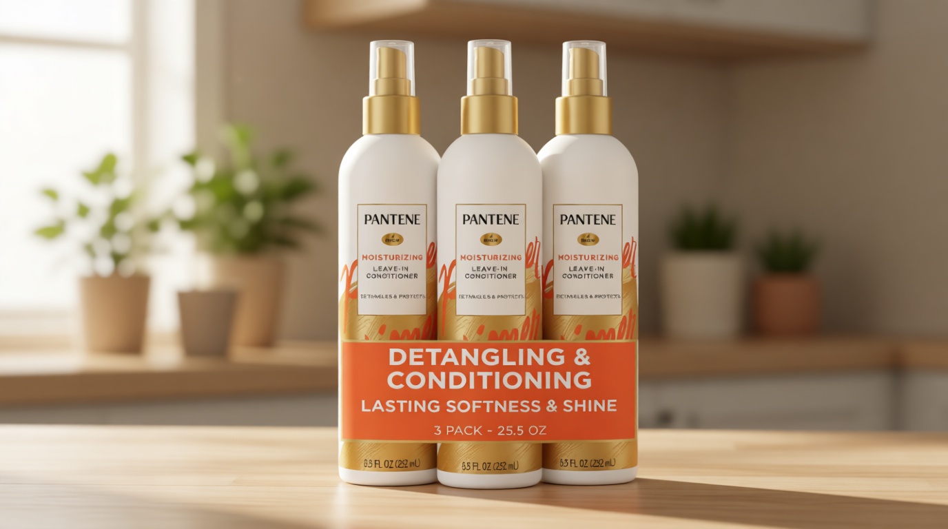 Pantene Conditioning Detangler Spray, Pro-V Repair & Protect, Nutrient Boost for Damaged Hair, Antioxidant Enriched, Leave-In Conditioner, Smooth & Shine, Sulfate-Free, 8.5 Fl Oz, 3 Pack