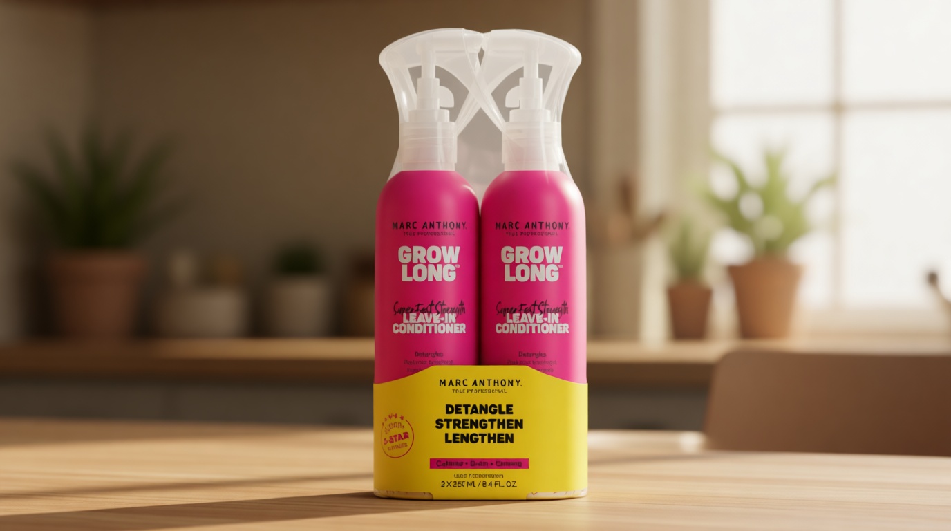 Marc Anthony Leave-In Conditioner Spray & Detangler, Grow Long Biotin, 2-pack - Anti-Frizz Deep Conditioner For Split Ends & Breakage - Vitamin E, Caffeine & Ginseng for Curly, Dry & Damaged Hair