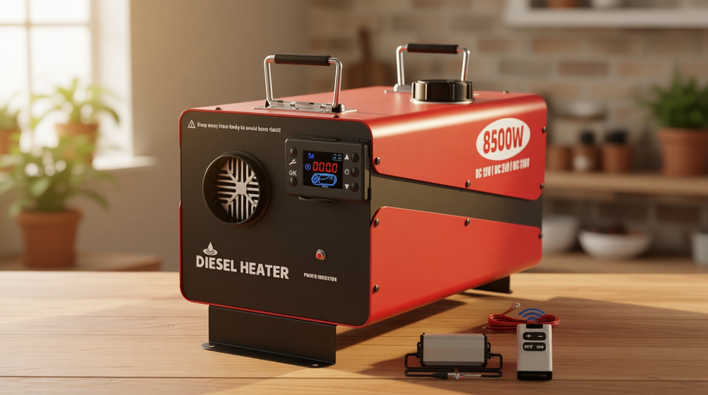 8500W Diesel Heater, 12V/24V/110V All-in-One Portable Parking Air Space Heater with LCD Monitor & Remote Control, Fast Heating Low Noise for RV, Trailer, Van, Truck, Boat, Garage, Tent, Camper