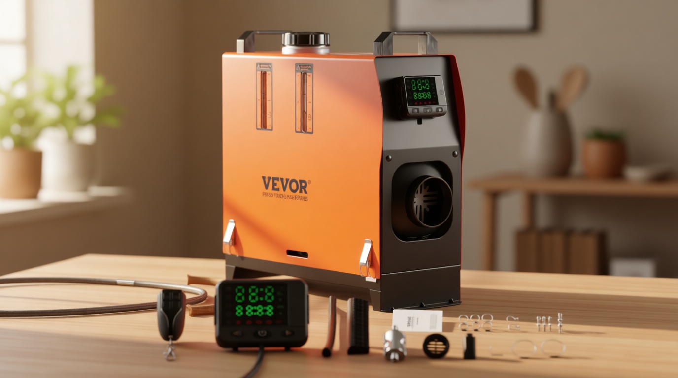 VEVOR 8KW Diesel Heater All in One, DC12-24V, Fast Heating Diesel Air Heater with Remote Control and Color Digital Display, Low Noise, Voice Announcement, for RV, Truck, Camper, Van, Boat and Trailer