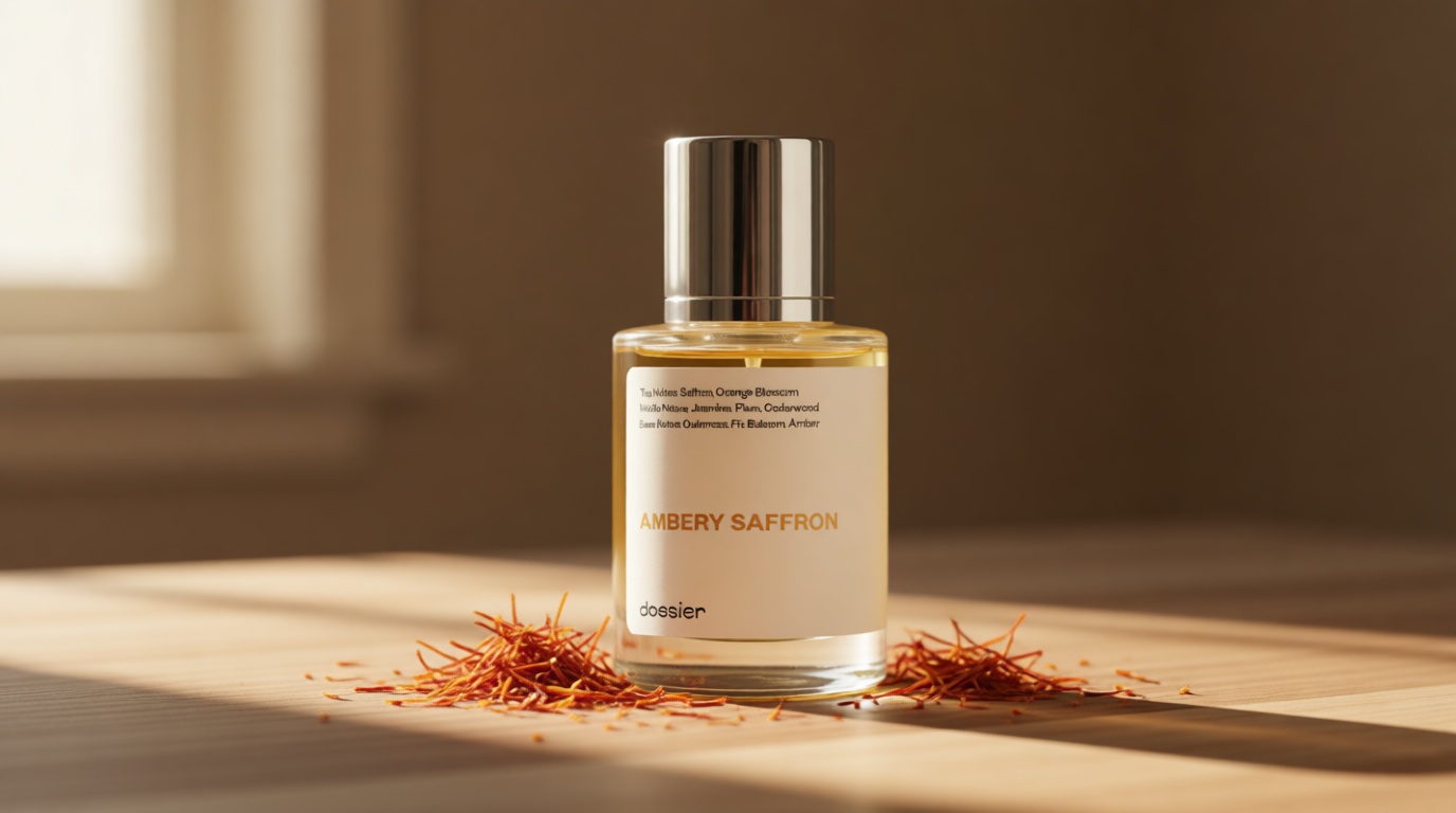 Dossier Ambery Saffron 1.7 Fl Oz (50ml) - Eau de Parfum - Inspired by B.acarat R.ouge 540 - Vegan, Unisex Perfume Spray