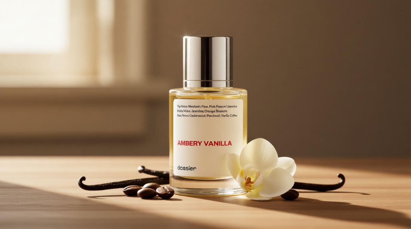 Dossier Ambery Vanilla 1.7Oz (50ml) - Eau de Parfum - Inspired by Y S.L's B.lack O.pium - Long-lasting Fragrance - Feminine