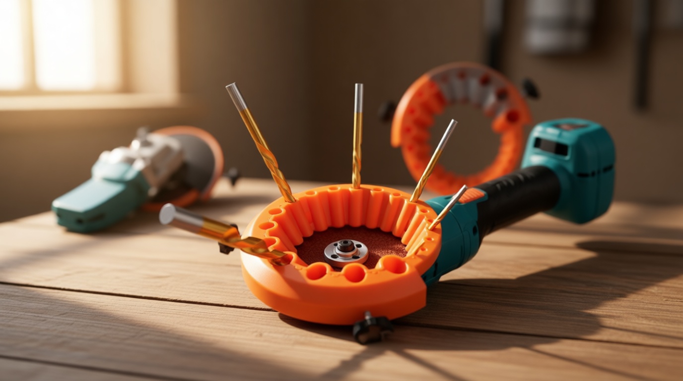 𝐔𝐩𝐠𝐫𝐚𝐝𝐞𝐝 Circular Drill Bit Sharpener for 4-1/2in and 5in Angle Grinder(115mm/125mm), 2-13mm Bits Drill Sharpener, Tightness Afilador De Brocas, Angle Grinder Drill Bit Sharpener (Orange)