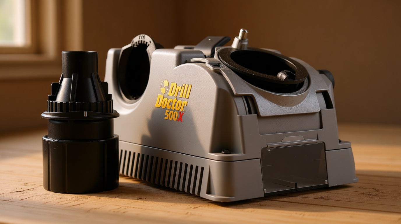 Drill Doctor DD500X Twist Drill Bit Sharpener - 3/32" to 1/2" - Electric Sharpener - High Speed & Portable - For Steel, Masonry, Carbide & Tin-Coated Drill Bits - Adjustable 118° or 135° Angle