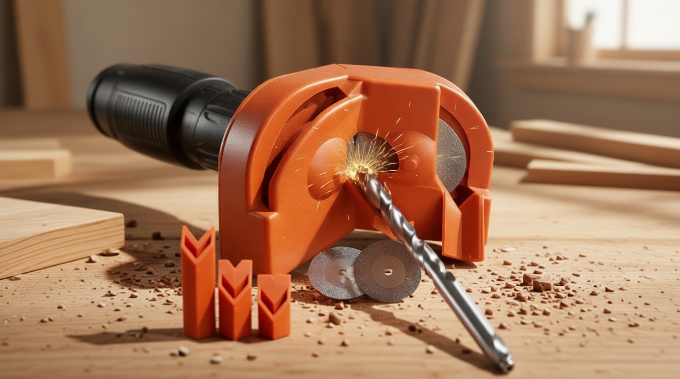 Drill Bit Sharpener,Portable Drill Bit Sharpener,Multipurpose Drill Bit Grinding Sharpener with 4 Grinding Wheels for All Bits(5/64''- 5/8''),Afilador De Brocas,Knife Sharpener Tool (Orange)