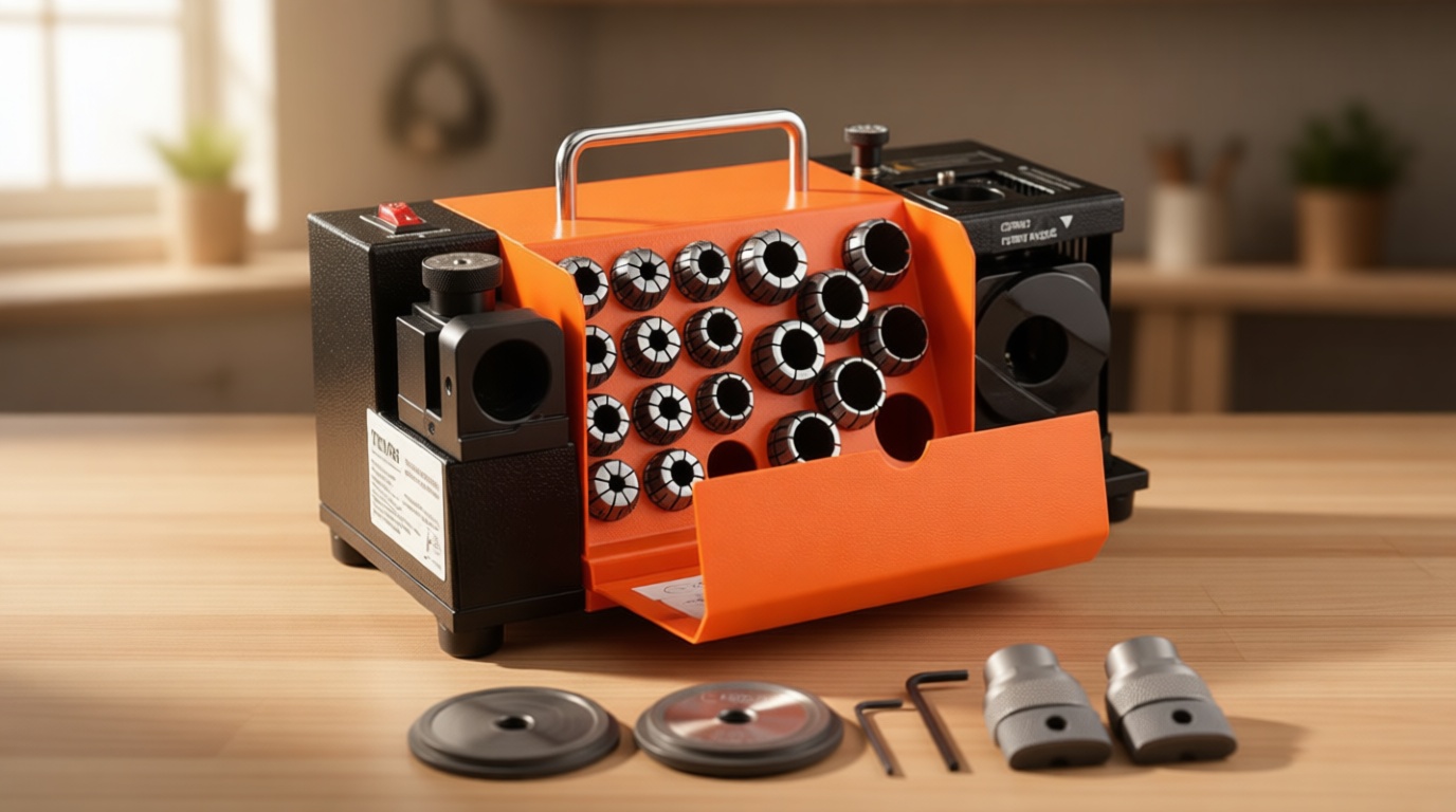 VEVOR Drill Bits Sharpener, 3-20mm Drill Bits Grinder Sharpener, Lip Relief Angle & 95°-135° Point Angle Adjustable Drill Bit Re-Sharpener, Portable Sharpening Machine with 18 Collets, CBN & SDC Wheel