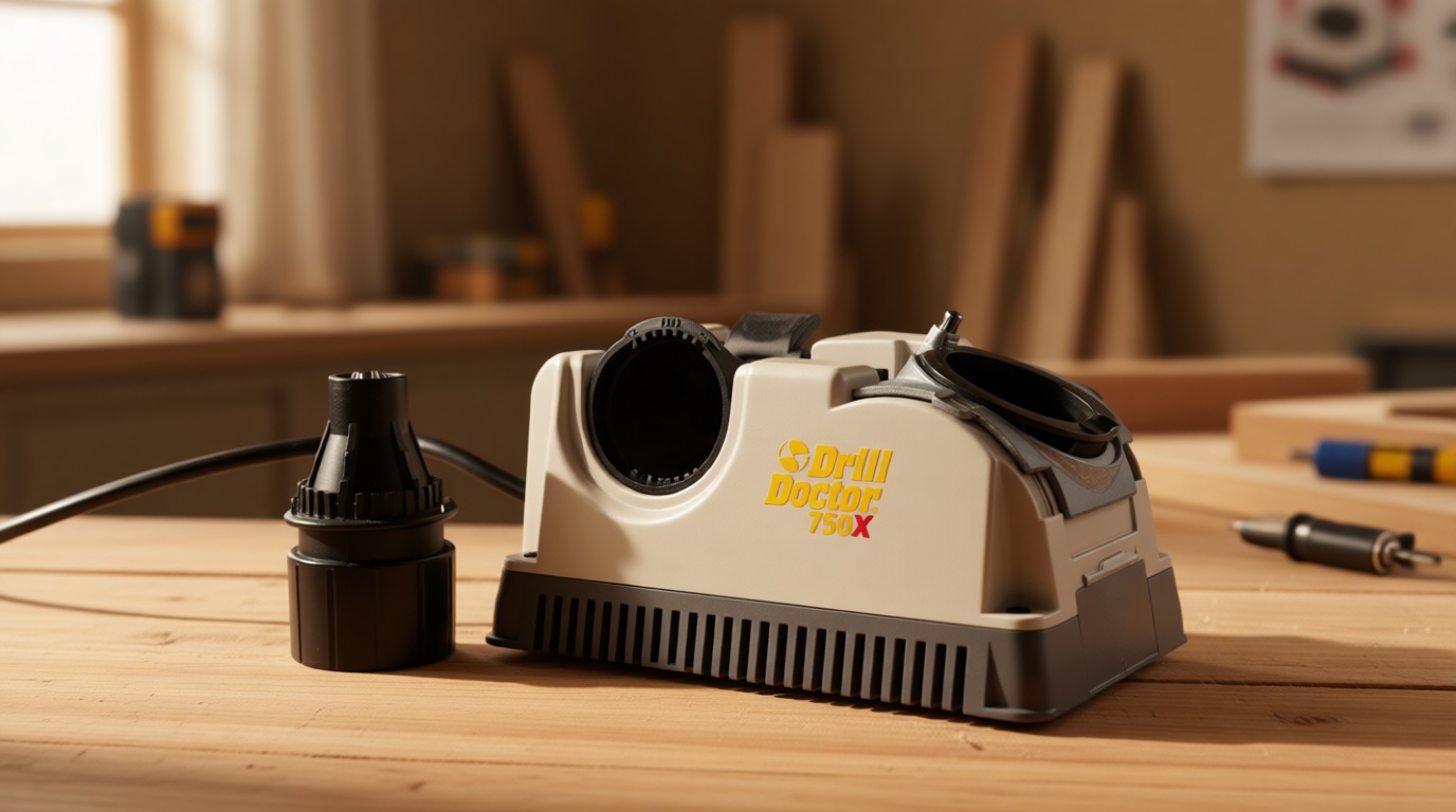 Drill Doctor DD750X Electric Drill Bit Sharpener, 3/32-3/4" High-Speed, Portable - Steel, Masonry, Carbide, Cobalt, Tin-Coated Bits, Adjustable Angles