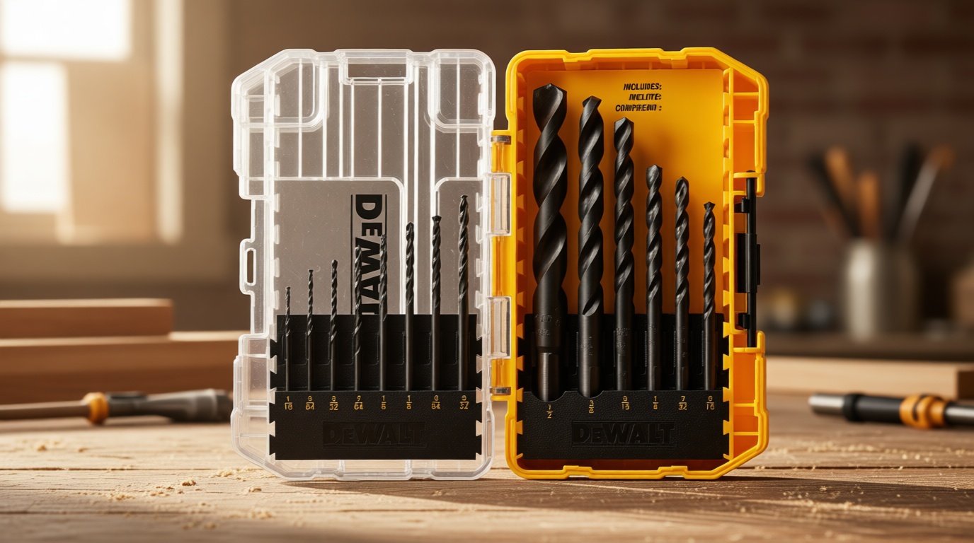 DEWALT Drill Bit Set, 3-Flats Shank,14-Piece, 135 Degree Split Point, for Plastic, Wood and Metal (DWA1184)