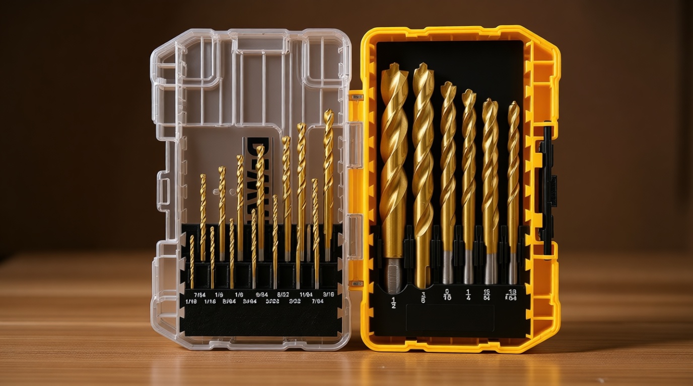 DEWALT Drill Bit Set, 21 Pc. Titanium Nitride Coated Pilot Point DEWALT Bit Set with Case for Wood, Metal and Plastic (DW1361)
