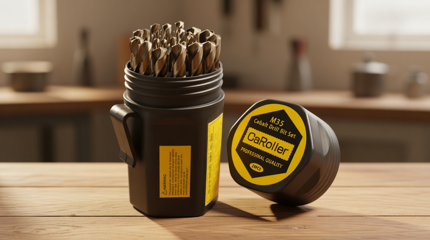 CaRoller Cobalt Drill Bit Set 29-Piece M35 Cobalt Steel Metal Drill Bits Durable Round Shank Drill Sets for Steel, Wood Plastic Sheet Metal – Includes Practical Cup-Type Holder (29pcs Cobalt)