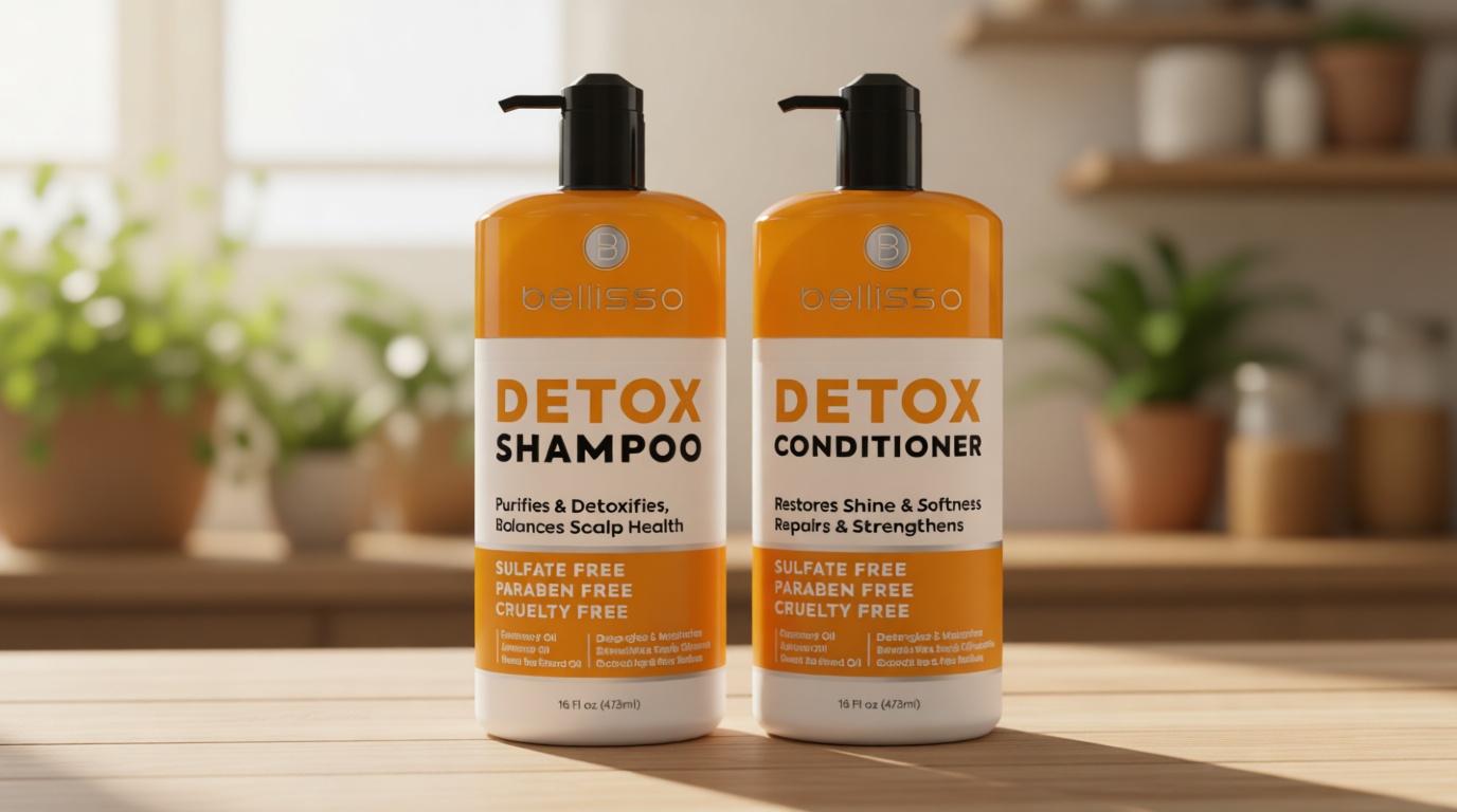 Detox Shampoo and Conditioner Set - Ideal for Oily Hair Men and Women - Remove Product Buildup - Sulfate and Paraben Free, with Scalp Clarifying and Detoxifying Properties - With Rosemary Oil