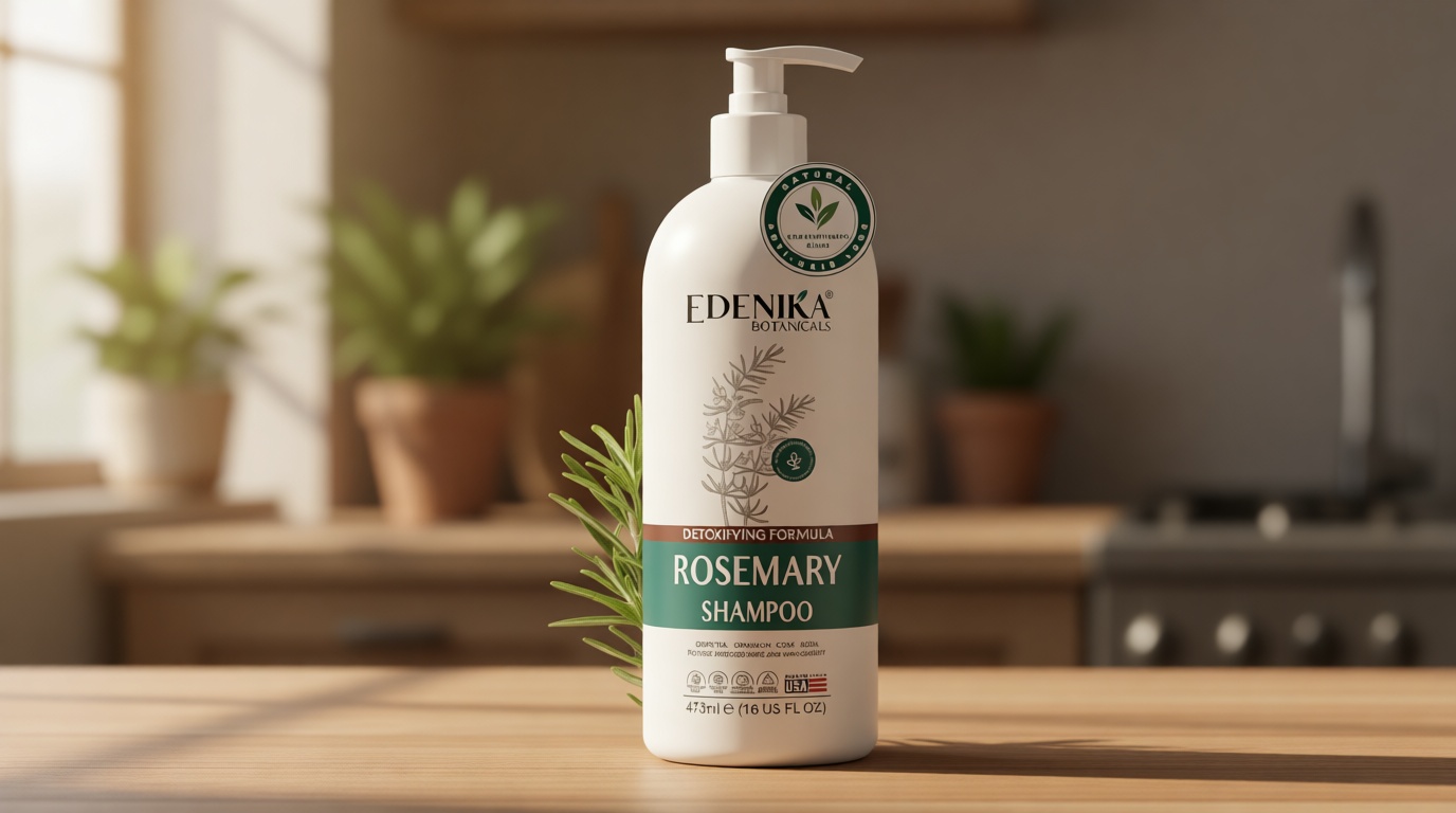 Edenika Botanicals Rosemary Oil Shampoo with Biotin for Thinning Hair & Anti-Hair Loss, Strengthening Botanical Formula, Women & Men, Sulfate-Free, Organic, 16 fl oz