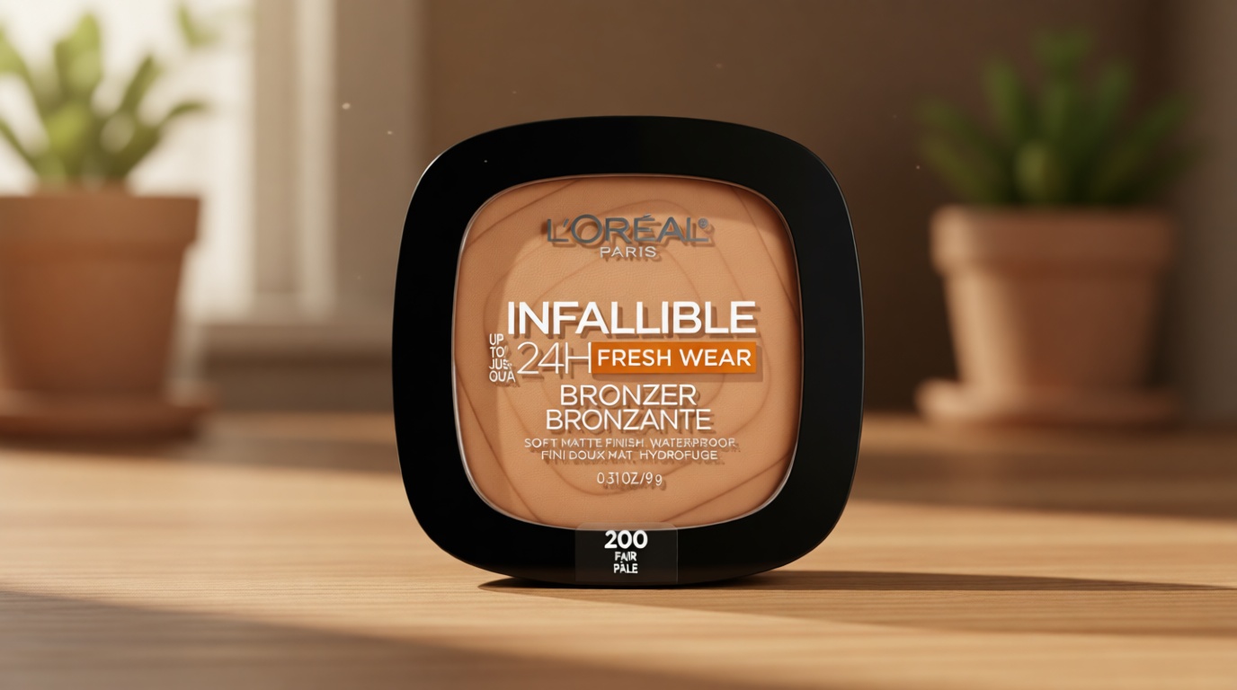 L'Oreal Paris Infallible Up to 24H Fresh Wear Soft Matte Longwear Bronzer. Waterproof, heatproof, transfer, humidity and sweatproof, Fair, 0.31 oz