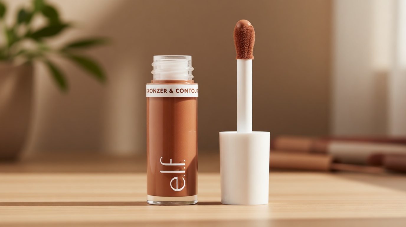 e.l.f. Camo Liquid Bronzer & Contour, Silky Pigmented Formula, Long-Lasting Glow for A Sun-Kissed, Sculpted Finish, Vegan & Cruelty-Free, 2 Fair/Light