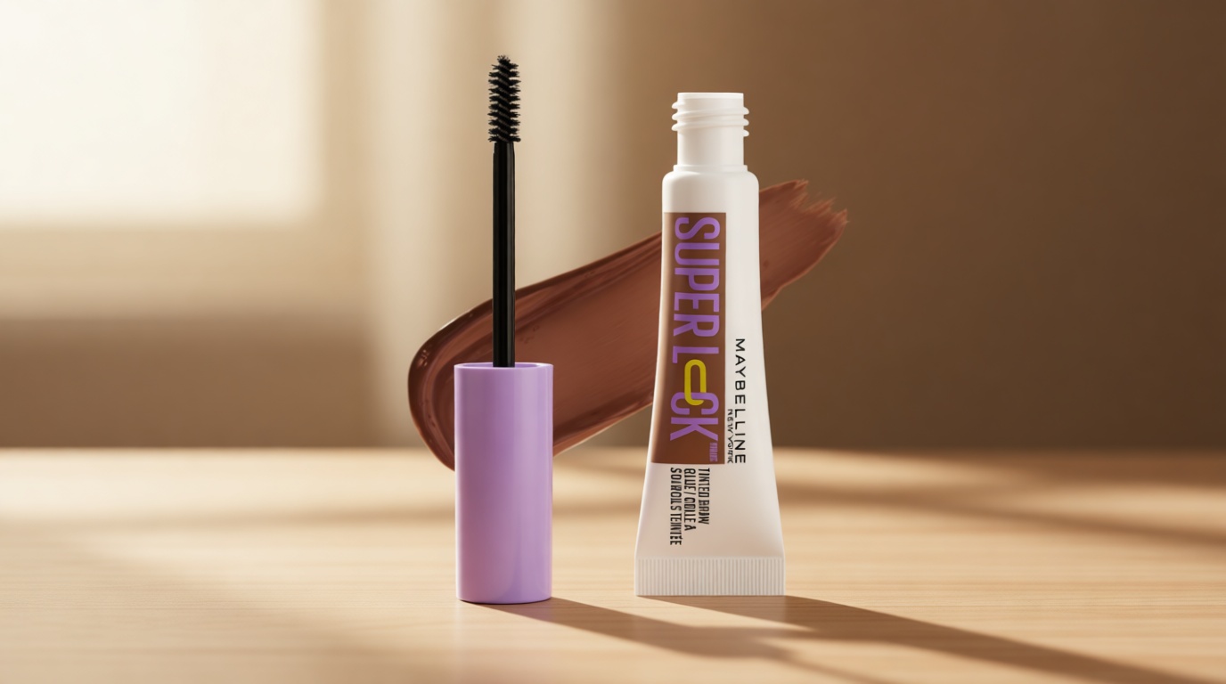 Maybelline Super Lock Brow Glue Eyebrow Gel, Lightweight and Waterproof Tinted Brow Gel For Up To 24HR Hold, Medium Brown, 1 Count