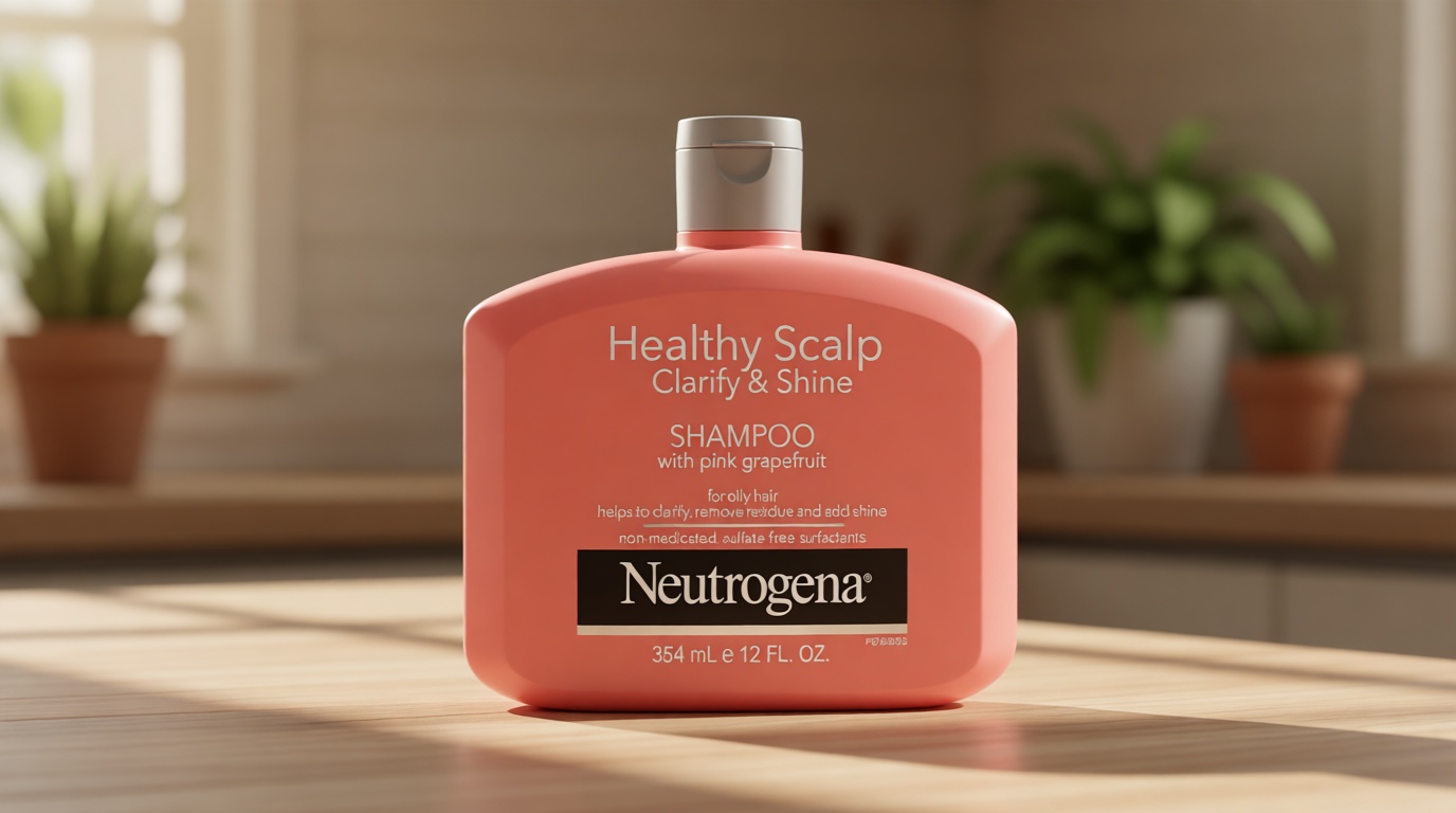 Neutrogena Exfoliating Healthy Scalp Clarifying Shampoo for Oily Hair & Scalp, Pink Grapefruit pH-Balanced Anti-Residue Formula Adds Shine, Sulfate, Paraben & Phthalate-Free, Color-Safe, 12 Fl Oz