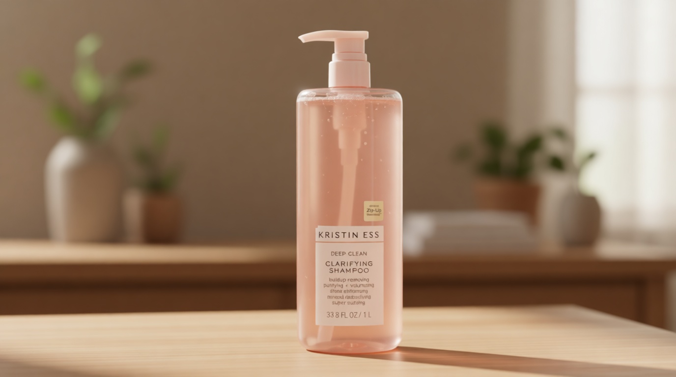 Kristin Ess Clarifying Detox Shampoo for Oily Hair, Build Up + Hard Water - Anti Residue Purifying + Cleansing Shampoo with Pump - Volumizing -Sulfate Free, Color Safe + Vegan - Curly Product- 33.8oz