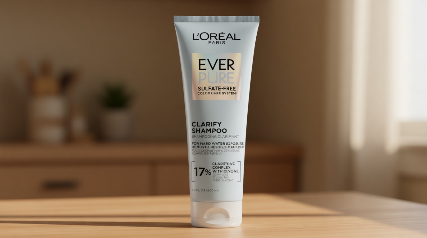 L'Oreal Paris Clarify Sulfate Free Shampoo with Antioxidants, Clarifying Shampoo for Hard Water Exposure and Styling Build-up, EverPure, 6.8 Fl Oz
