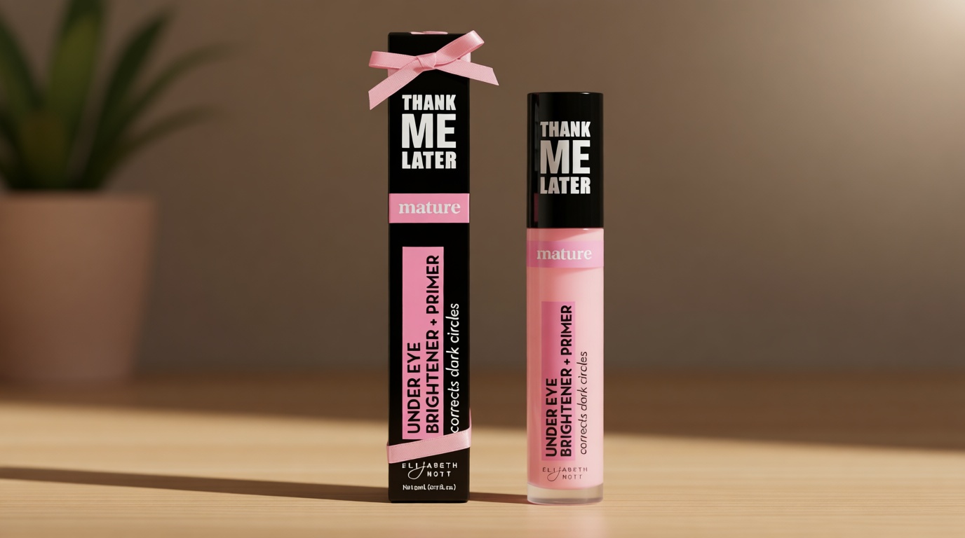 Elizabeth Mott Thank Me Later Under Eye Brightener & Primer – Hydrating Color Corrector and Concealer Primer for Dark Circles – Smooth Base for Mature Skin – Lightweight Formula, Light Shade 5ml