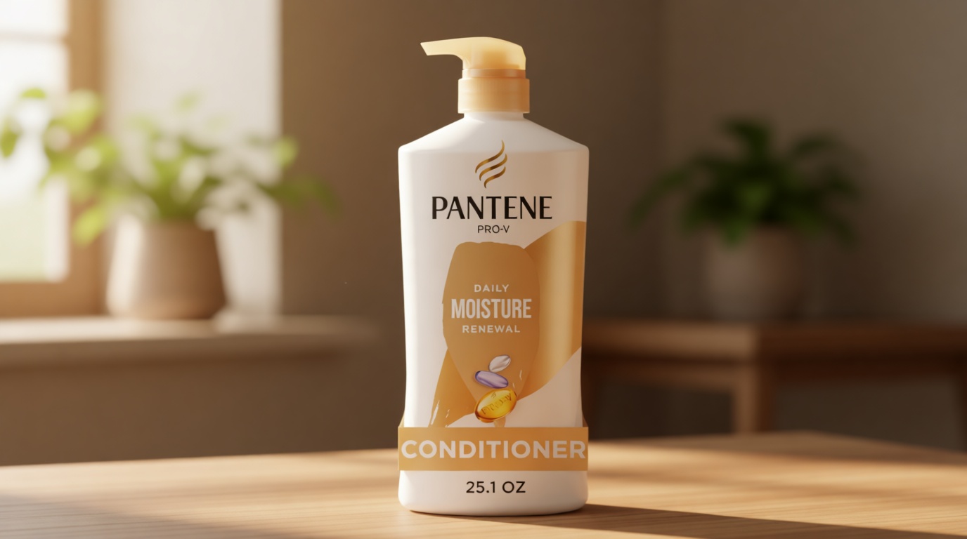 Pantene Conditioner, Daily Moisture Renewal - Pro-V Nutrients for Dry, Color-Treated, Straight to Curly Hair, 72 Hour Hydration & Softness, Paraben Free, Cleanses, Strengthens Bonds, 25.1 Fl Oz