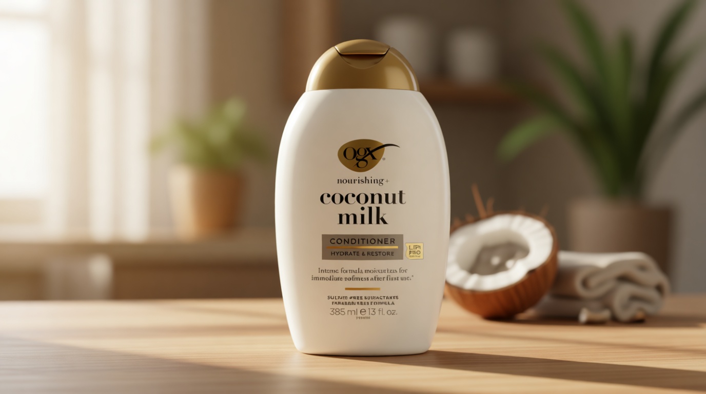 OGX Nourishing + Coconut Milk Conditioner, Hydrating & Restoring Conditioner Moisturizes for Soft Hair After the First Use, Parabens-Free, Sulfate-Free Surfactants, 13 fl. Oz