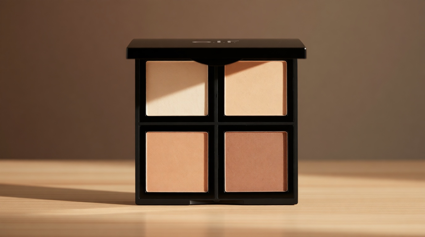 e.l.f. Contour Palette, 4 Shades, Customizable, Easy to Apply, Sculpts, Shades, Brightens, Light/Medium, Infused with Vitamin E, All-Day Wear, 0.56 Oz